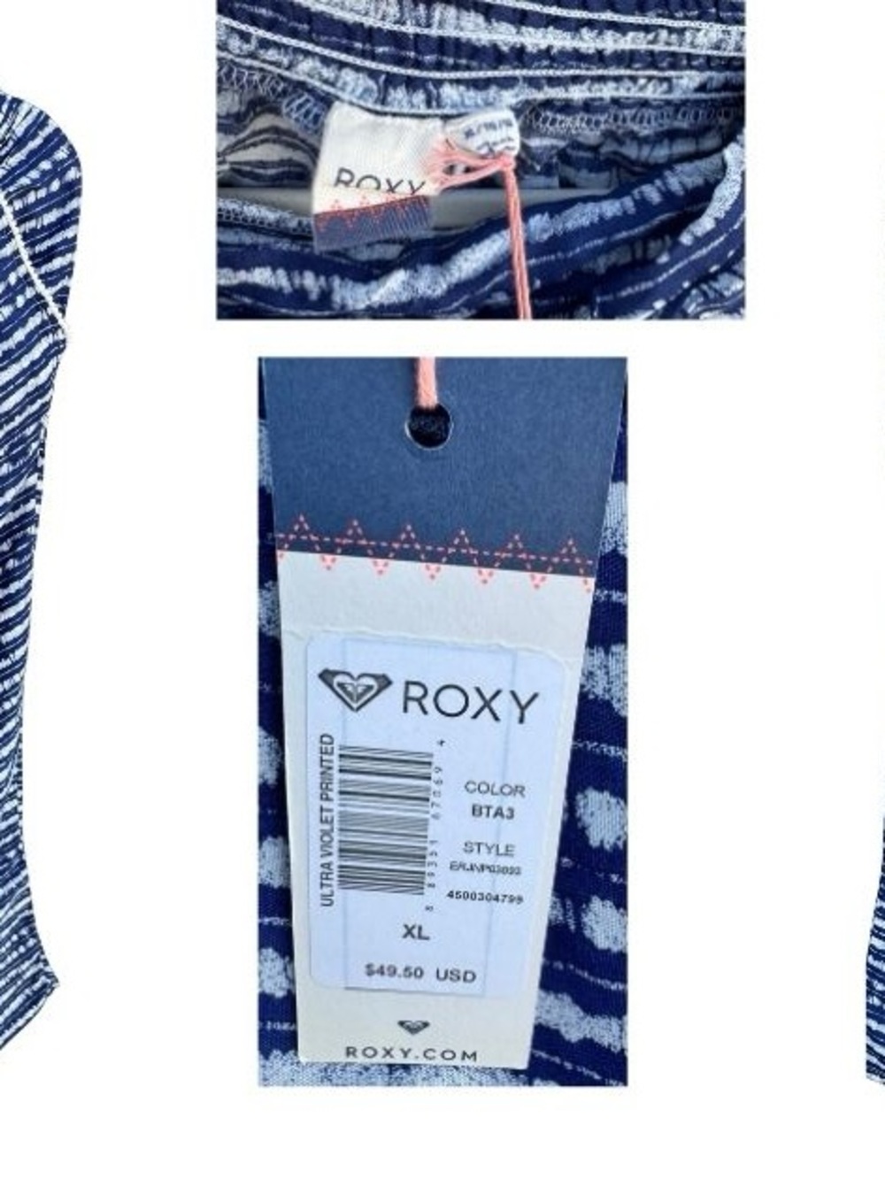 Roxy Women’s Navy and White Patterned Ankle Pants